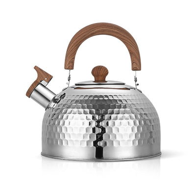 Water Kettle Stainless Steel Whistle Water Kettle Large Capacity Flat Bottomed for Gas Induction Cooker Boil Water 2L Hammer
