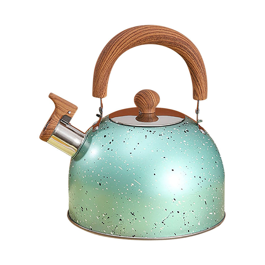 Water Kettle Stainless Steel Whistle Water Kettle Large Capacity Flat Bottomed for Gas Induction Cooker Boil Water 2L Green
