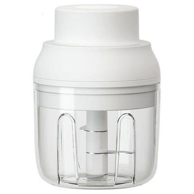 Electric Garlic Chopper USB Charging Cordless 3 Blades Garlic Masher Machine for Seasonings Meat Food Supplement White
