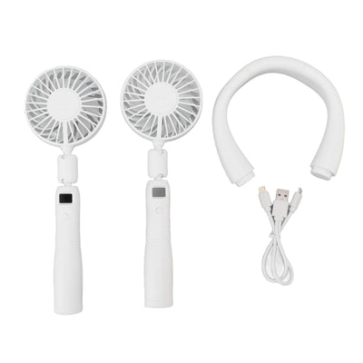 Neck Fan 3 Gear Angle Adjustment LCD Display USB Rechargeable Mini Portable Handheld Neck Hanging Fan
