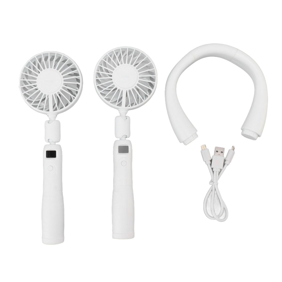 Neck Fan 3 Gear Angle Adjustment LCD Display USB Rechargeable Mini Portable Handheld Neck Hanging Fan