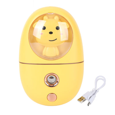 Cute Animal Facial Mist Sprayer USB Rechargeable Mini Eye Face Humidifier for Travelling 35ml 500mah Yellow