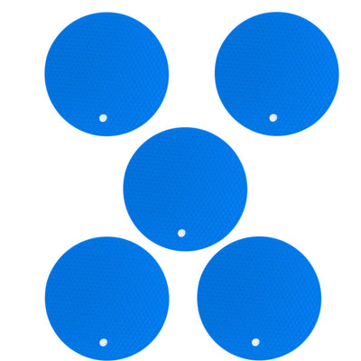 5PCS Silicone Trivet Mats Round Multipurpose Heat Resistant Non Slip Pads Pot Holders for Hot Pot Hot Dishes Blue