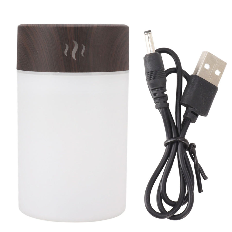 Mini Humidifier 260ml 5V USB Charge Colorful LED Night Light Wood Grain Desk Humidifier for Bedroom Office Car Dark Wood Grain