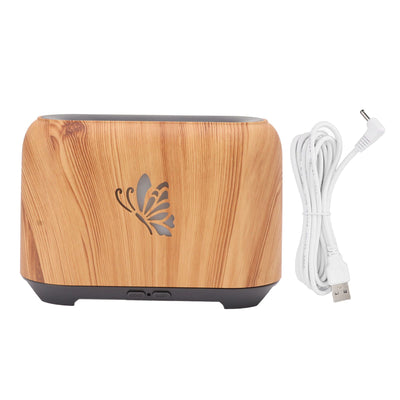 150ml Flame Diffuser Humidifier Prevents Dryness Silent Operation Wood Grain Humidifier with 7 Color Lights for Bedroom Office Light Grain