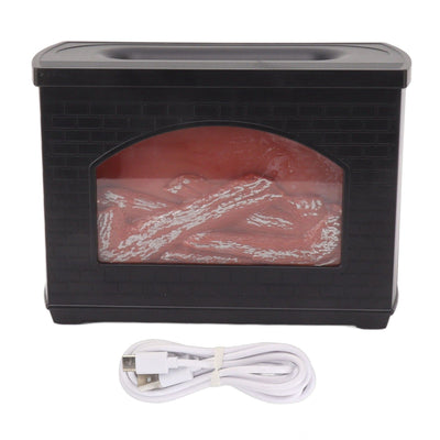 Black 270ml Fireplace Flame Diffuser No BPA Desktop Essential Oil Diffuser Mist Humidifier 7.5W 5V