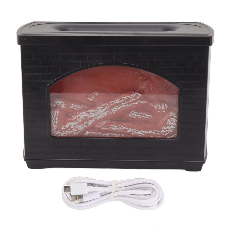 Black 270ml Fireplace Flame Diffuser No BPA Desktop Essential Oil Diffuser Mist Humidifier 7.5W 5V