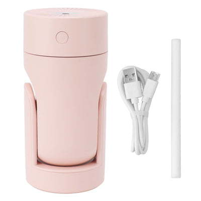 Portable Mini Humidifier USB Automatic Rotating Super Quiet Small Desktop Cool Mist Humidifier for Bedroom Office Car Travel Pink