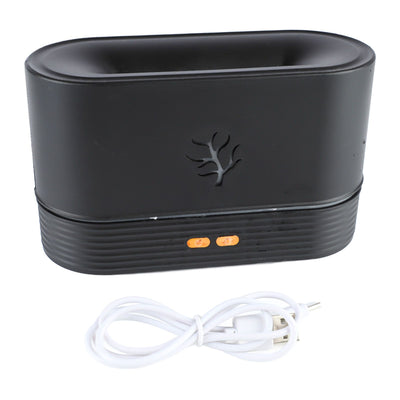 Colorful Flame Air Aroma Diffuser Humidifier Mini Noiseless Essential Oil Diffuser for Home Office Black