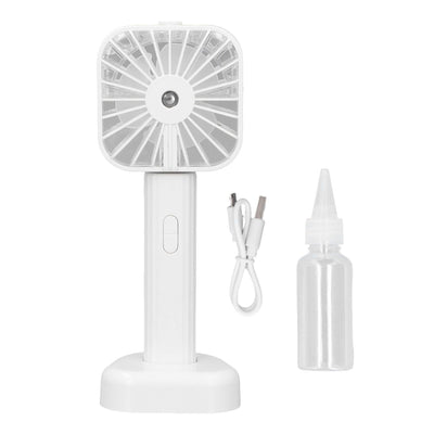 Hand Held Misting Fan Portable Battery Operated USB Rechargeable Quiet Spray Cooling Fan for Travel Outdoors White