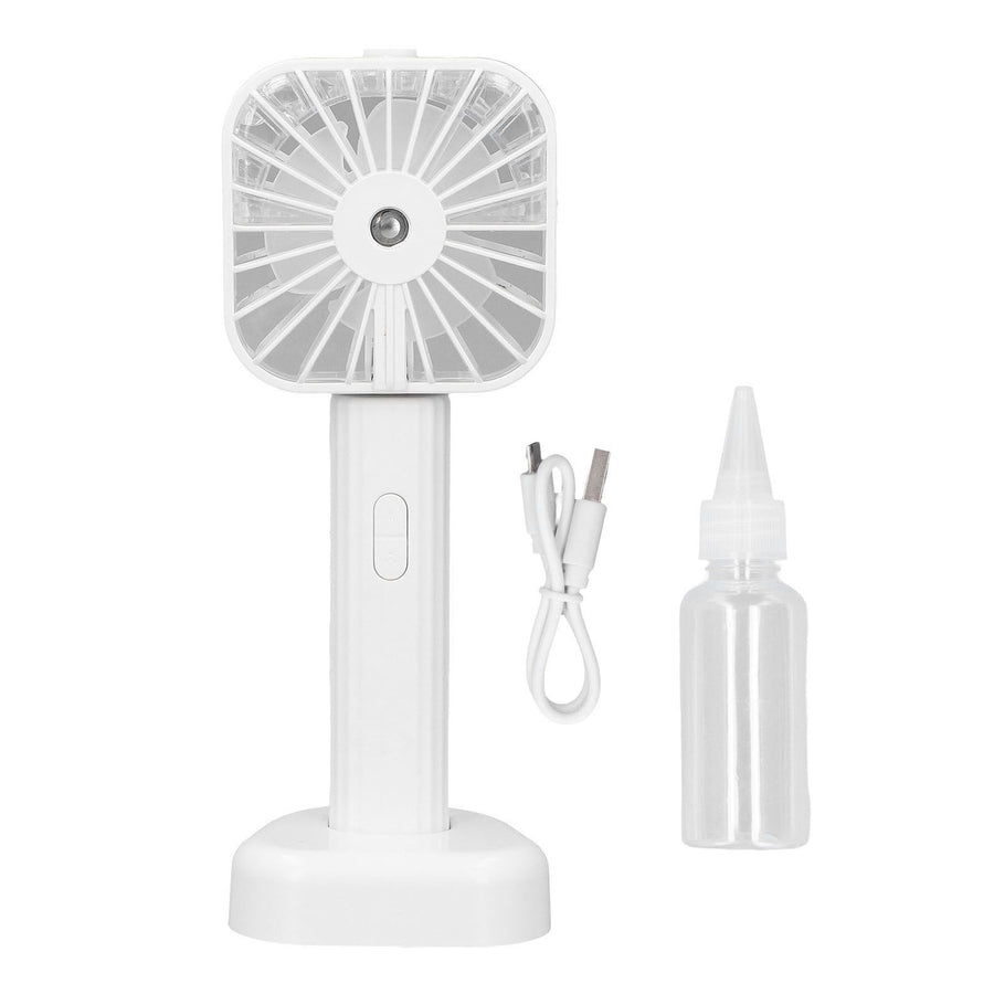 Hand Held Misting Fan Portable Battery Operated USB Rechargeable Quiet Spray Cooling Fan for Travel Outdoors White