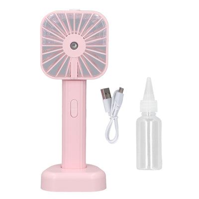 Hand Held Misting Fan Portable Battery Operated USB Rechargeable Quiet Spray Cooling Fan for Travel Outdoors Pink