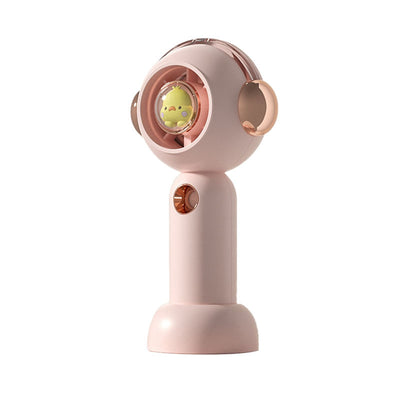 Portable Handheld Misting Fan Cute Cartoon USB Rechargeable Personal Fan for Outdoor Indoor Pink