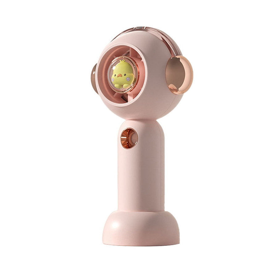 Portable Handheld Misting Fan Cute Cartoon USB Rechargeable Personal Fan for Outdoor Indoor Pink