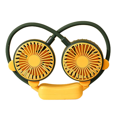 Portable Neck Fan Bendable Wearable USB Rechargeable Hand Free Mini Hanging Fan for Office Travel Green