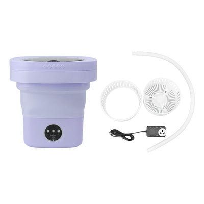 6.5L Washing Machine Folding Portable Automatic Deep Cleaning Wash and Spin Dry Washer with Water Tube 100‑240V Purple AU Plug