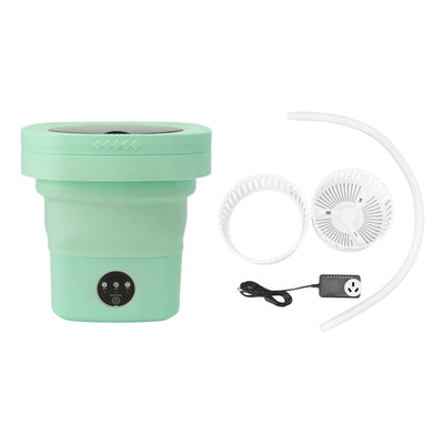 6.5L Washing Machine Folding Portable Automatic Deep Cleaning Wash and Spin Dry Washer with Water Tube 100‑240V Green AU Plug