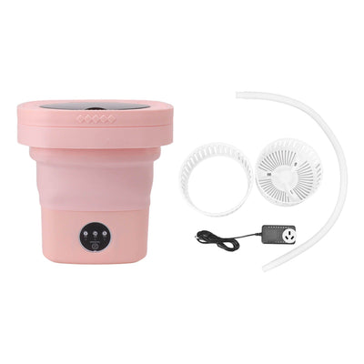 6.5L Washing Machine Folding Portable Automatic Deep Cleaning Wash and Spin Dry Washer with Water Tube 100‑240V Pink AU Plug