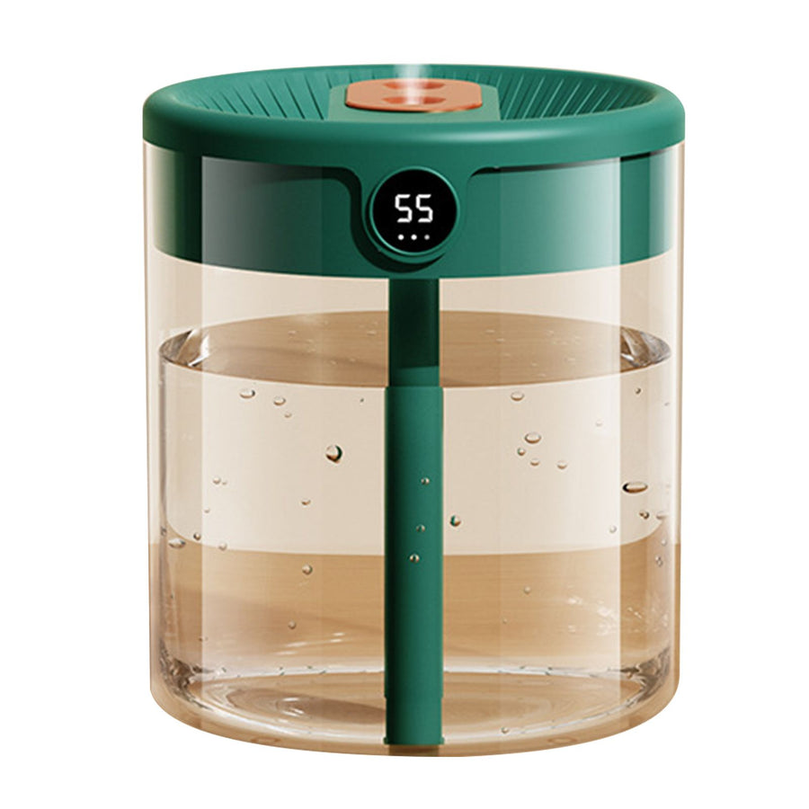 2L Double Nozzle Air Humidifier USB Double Jet Humidifier with LCD Humidity Display Large Capacity Aroma Oil Diffuser for Home Bedroom Green