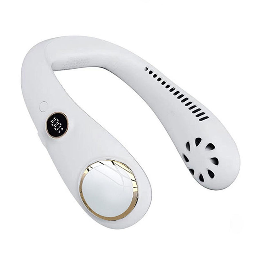 Bladeless Neck Fan USB Charging 2000 MAh Battery Portable Hand Free Neck Fan for Outdoor Camping Office White