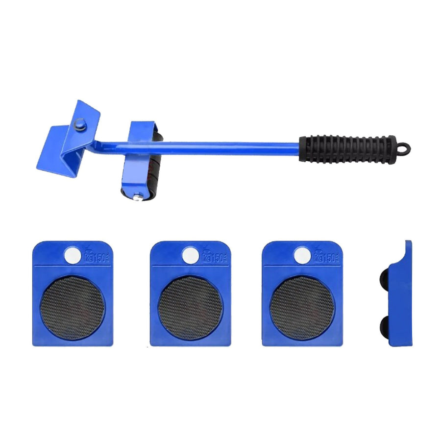 Heavy Duty Furniture Lifter Household Furniture Mover with 4 Wheel Rollers 1 Wheel Bar Blue