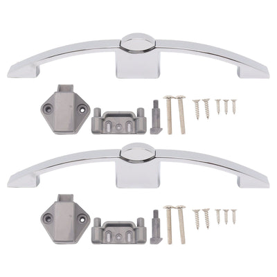 2 Set Push Button Latch Cabinet Lock Cupboard Knob Latch Lock With Handle For RV Motorhome Boat 160mm Hole Spacing (chrome)