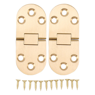 2 Sets Folding Flip Top Hinge Rustproof Round Edge 180 Degree Brass Flap Hinge with Screws for Folding Table Sewing Machine 2.0mm/0.08in