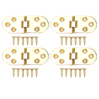 4 Sets 180 Degree Flap Hinge 0.09in Thickness Metal Folding Flip Top Hinge for Folding Table Sewing Machine Bright Gold