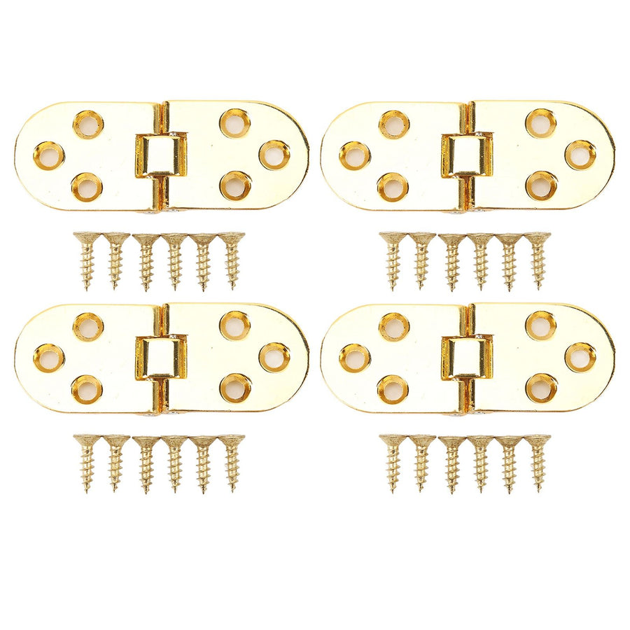 4 Sets 180 Degree Flap Hinge 0.09in Thickness Metal Folding Flip Top Hinge for Folding Table Sewing Machine Bright Gold