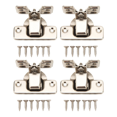 4PCS Cabinet Hinge with 4 Hole Base Cold Rolled Steel Short Arm Cupboard Hinge for Kitchen Bedroom
