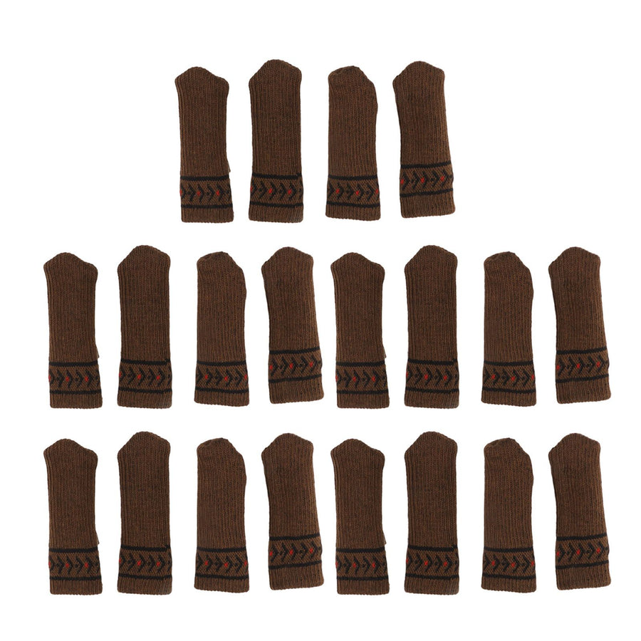 20Pcs Chair Leg Protector Table Furniture Cap Covers Prevent Scratches Noise Free Thickened Knitted Floor Pad Set Brown