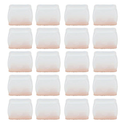 20Pcs Chair Leg Protector for Hardwood Floor Rubber Felt Furniture Pad Cover Non Scratches Noise Transparent Rectangle S