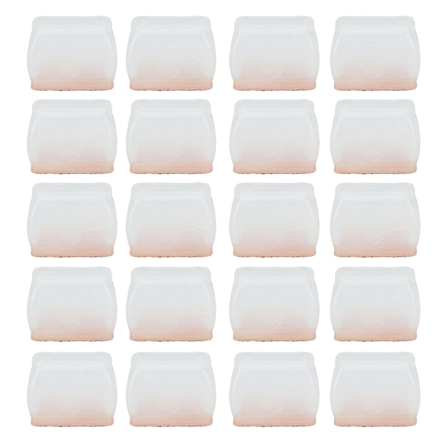 20Pcs Chair Leg Protector for Hardwood Floor Rubber Felt Furniture Pad Cover Non Scratches Noise Transparent Rectangle S