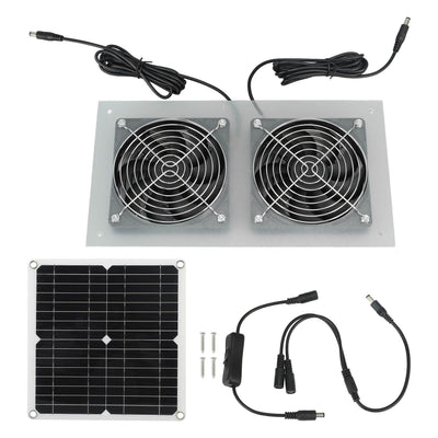 15W Solar Panel Powered Fan Efficient Solar Powered Dual Fan Kits for Chicken Coop Greenhouses Shed Pet Houses Window