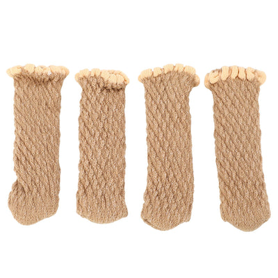 20Pcs Thickened Knitted Table Chair Leg Floor Protectors Covers Furniture Leg Socks for Hardwood Floors Elegant Log Color