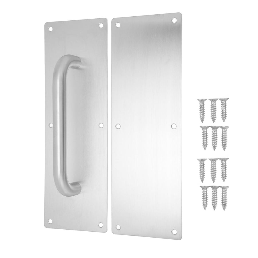 Pull Push Door Plate Handle with Screws 304 Stainless Steel White Oval Handle for Offices Hotels Restaurants