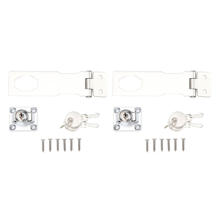 2PCS Keyed Hasp Locks 201 Stainless Steel Zinc Alloy Twist Knob Catch Latch Safety Lock for Cabinets Doors Silver