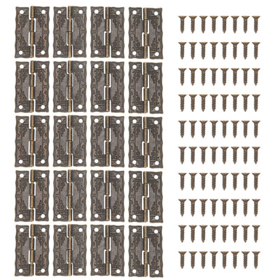 20 Set Antique Decorative Hinges Zinc Alloy Vintage Box Hinges Jewelry Box Hardware for Wooden Cases Cabinets
