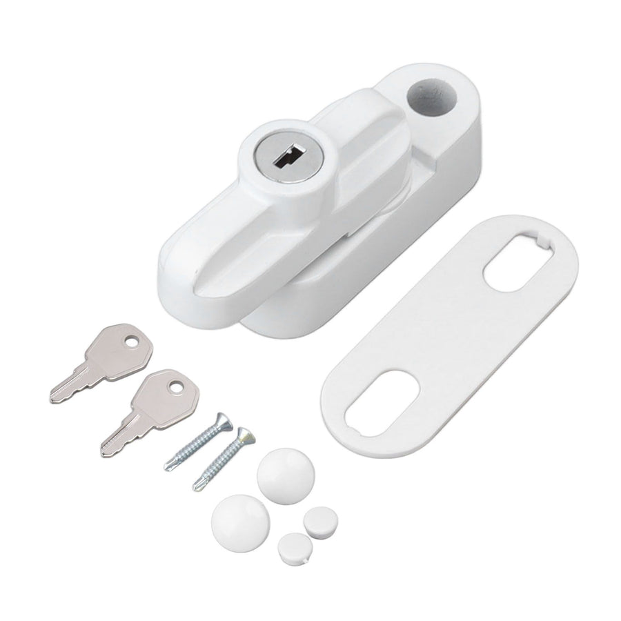 External Window Lock Catch Aluminum Alloy Anti Theft Flat Window Buckle Lock for Single Double Windows White