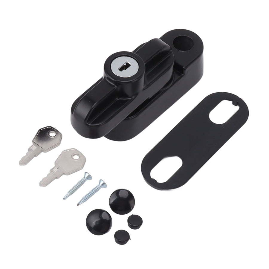 External Window Lock Catch Aluminum Alloy Anti Theft Flat Window Buckle Lock for Single Double Windows Black