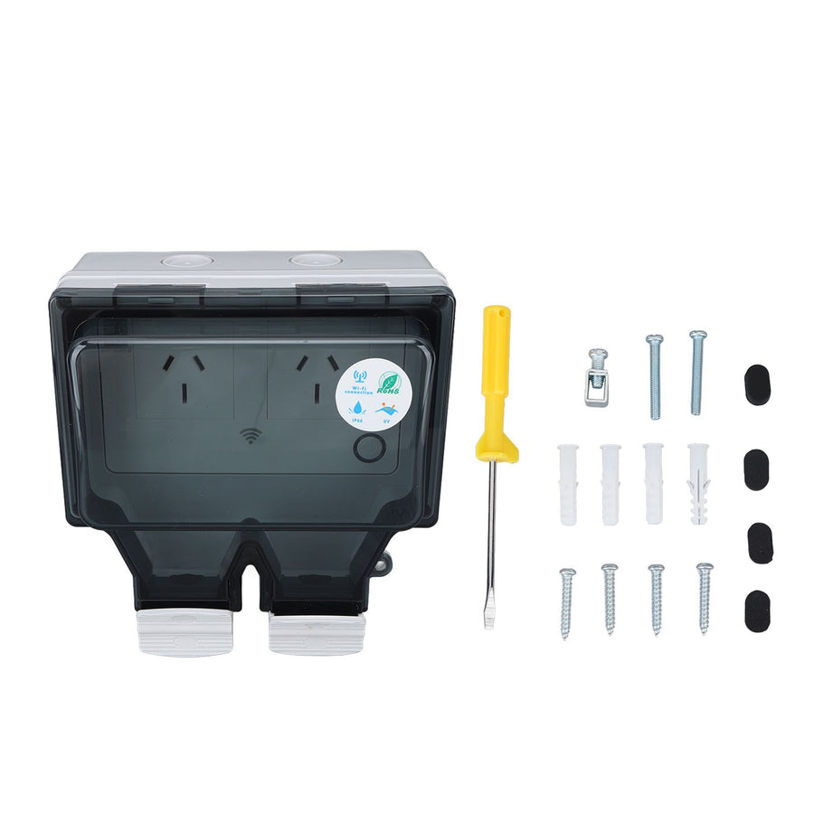 WiFi Intelligent Socket Type 86 IP66 Outdoor Waterproof Wifi Smart Power Outlets APP Control 15A AU Plug 110‑250V SNW 2AU