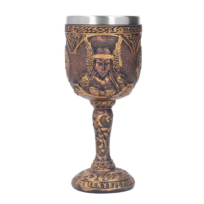 Nordic Wine Goblet Resin Shell Stainless Steel Unique Retro Beer Cup for Cocktails Whisky Red Wine