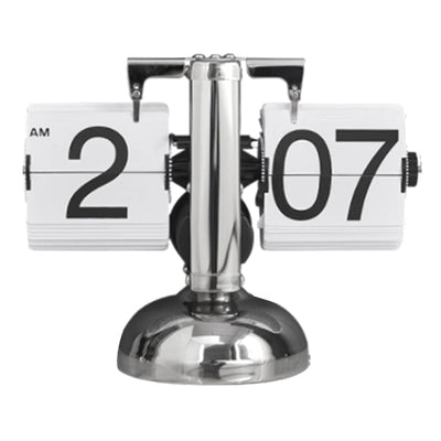 Digital Flip Down Clock Retro Minimalist Single Foot Mechanical Auto Flip Clock Desk Clock for Home Livingroom White