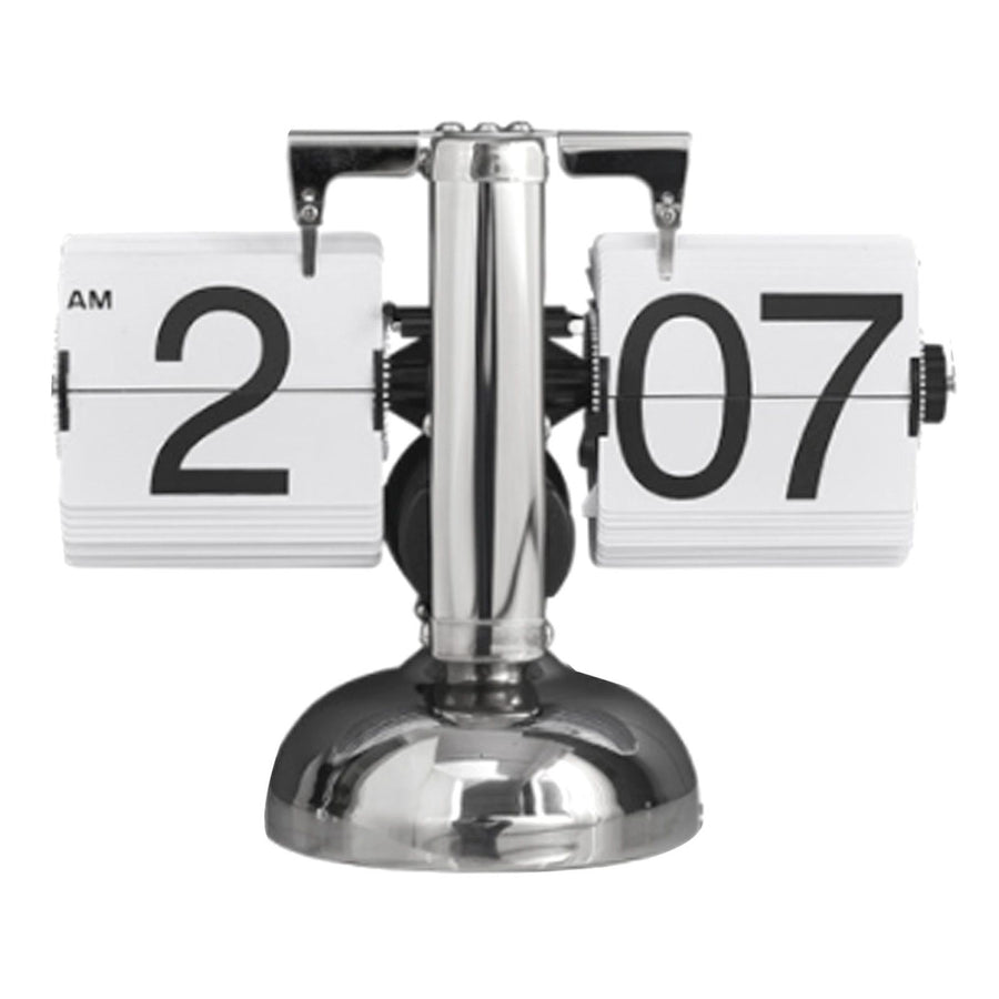 Digital Flip Down Clock Retro Minimalist Single Foot Mechanical Auto Flip Clock Desk Clock for Home Livingroom White