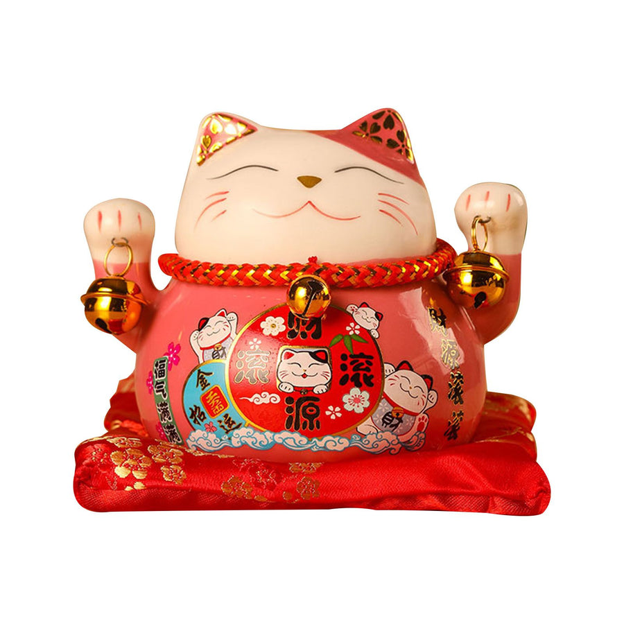Lucky Cat Coin Bank 4.5in Exquisite Cute Bring Luck Good Wish Ceramic Fortune Cat Saving Pot Desk Decoration Pink
