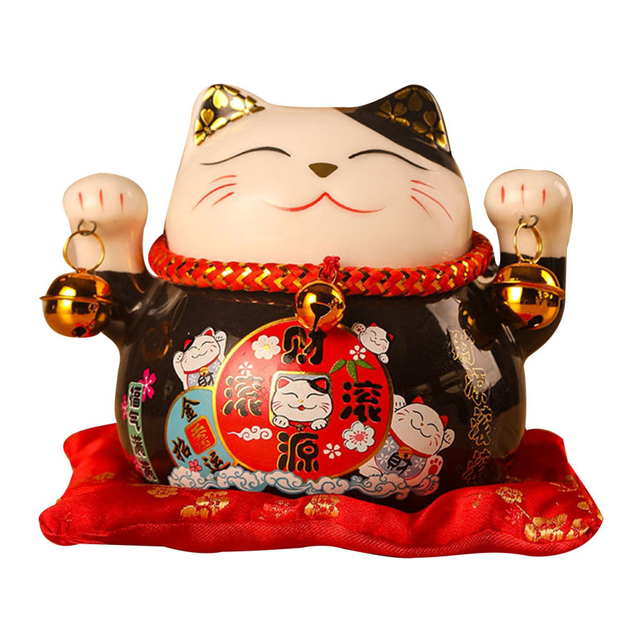 Lucky Cat Coin Bank 4.5in Exquisite Cute Bring Luck Good Wish Ceramic Fortune Cat Saving Pot Desk Decoration Black