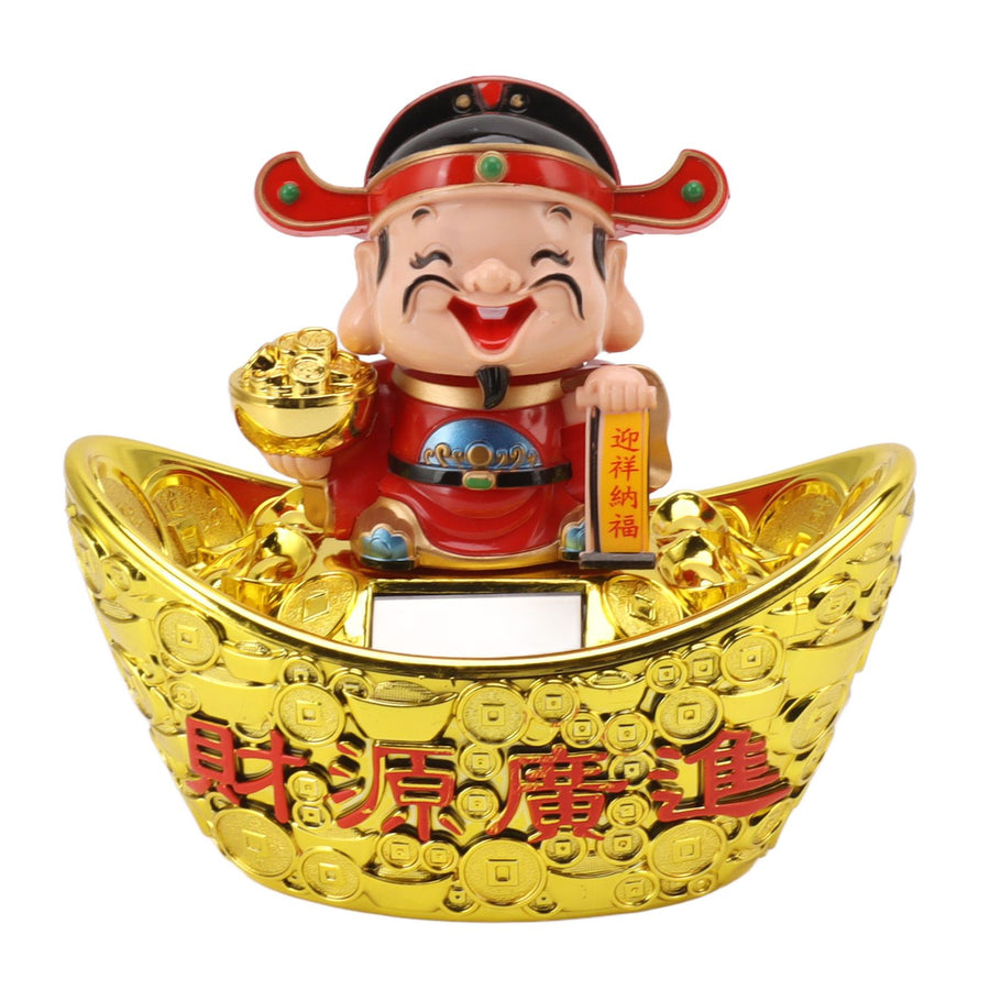 Wealth God Ornament Solar Panel Nodding Fortune Wealth Statue for Car Household Decoration 680 Model