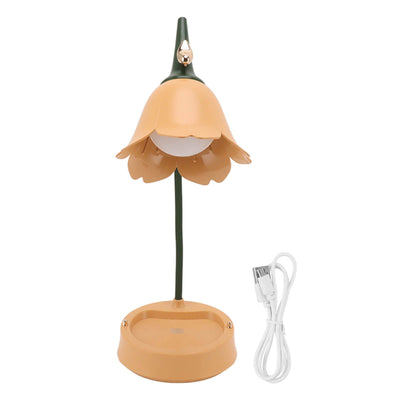 3W LED Touch Desk Lamp 3 Gear Dimmable Foldable Petal Shape Desktop Table Light USB 5V Orange