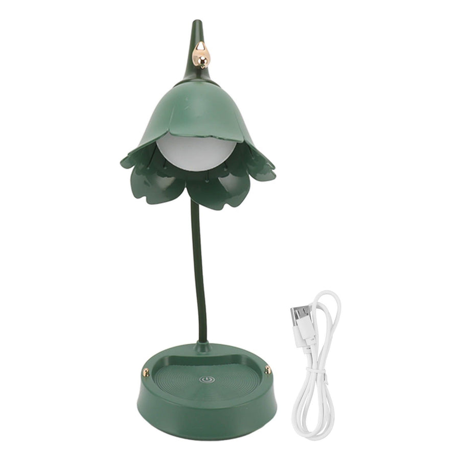 3W LED Touch Desk Lamp 3 Gear Dimmable Foldable Petal Shape Desktop Table Light USB 5V Green