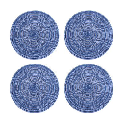 4Pcs Circular Cup Mat Braiding Heat Resistant Bowl Plate Mat Nordic Style Insulation Coaster Blue